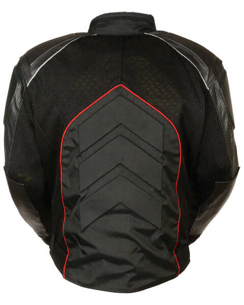 Image #3 - Milwaukee Leather Men's Combo Leather Textile Mesh Racer Jacket - 5X, Black/red, hi-res
