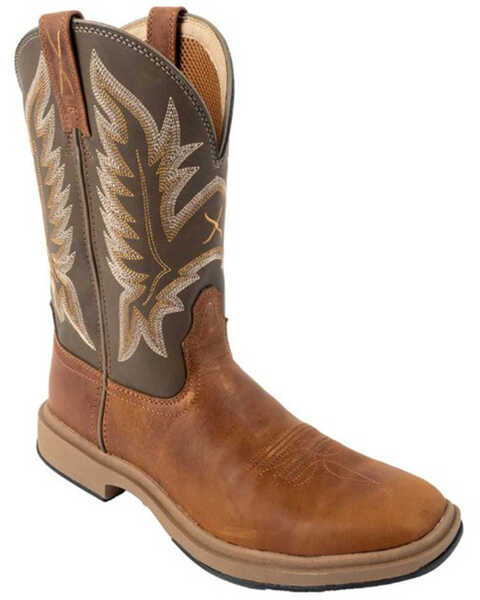 Image #1 - Twisted X Men's 11" Ultralite X™ Western Performance Boots - Broad Square Toe, Brown, hi-res