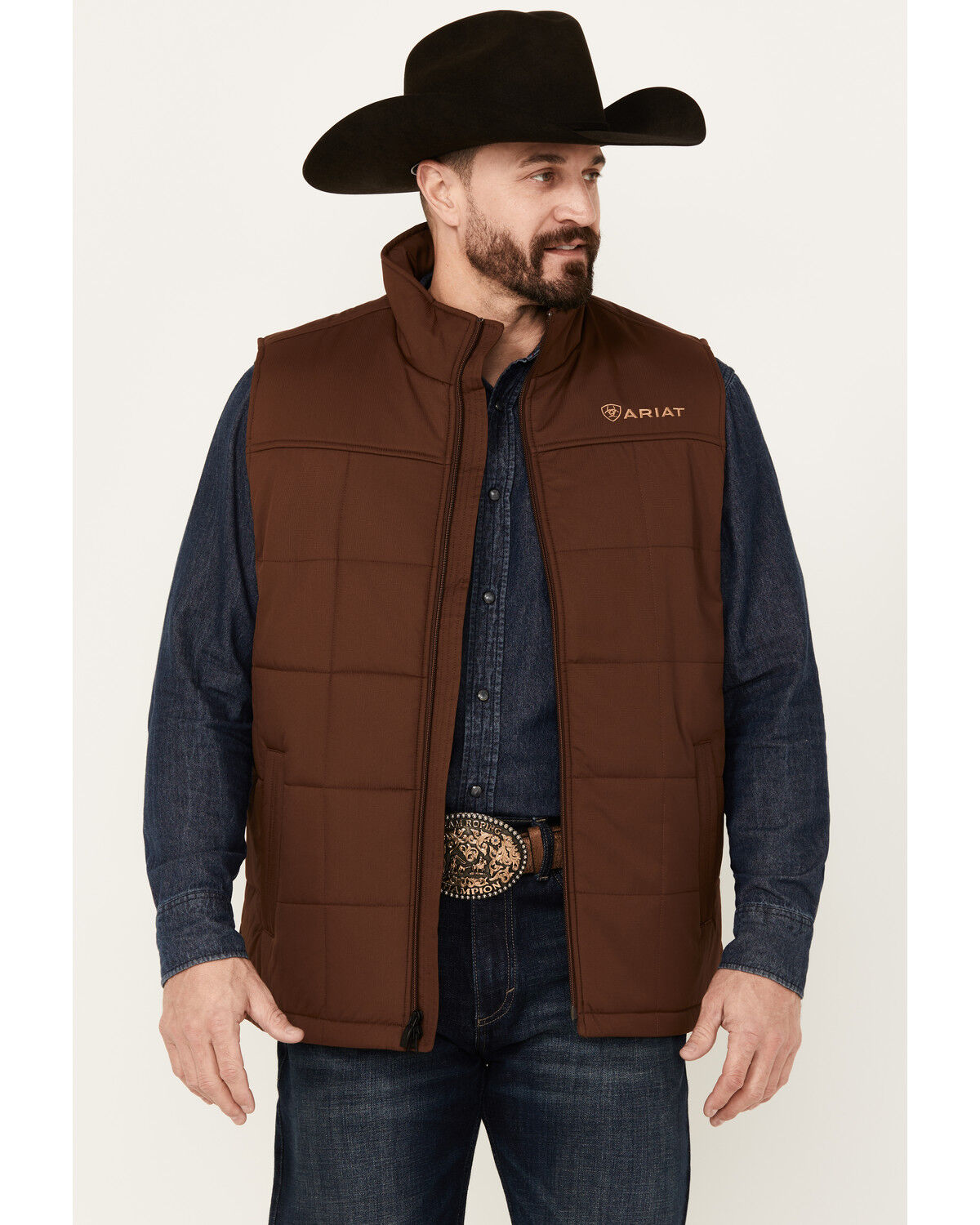 Image #1 - Ariat Men's Crius Solid Insulated Concealed Carry Vest - Tall, Medium Brown, hi-res
