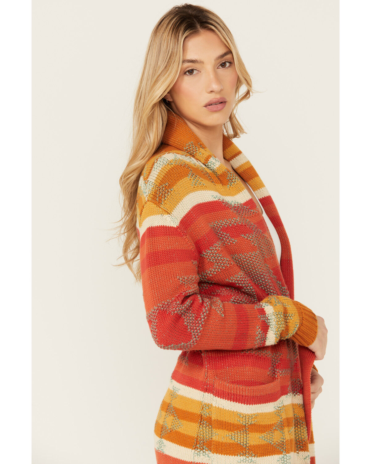 Image #3 - Pendleton Women's Printed Cardigan, Brown, hi-res