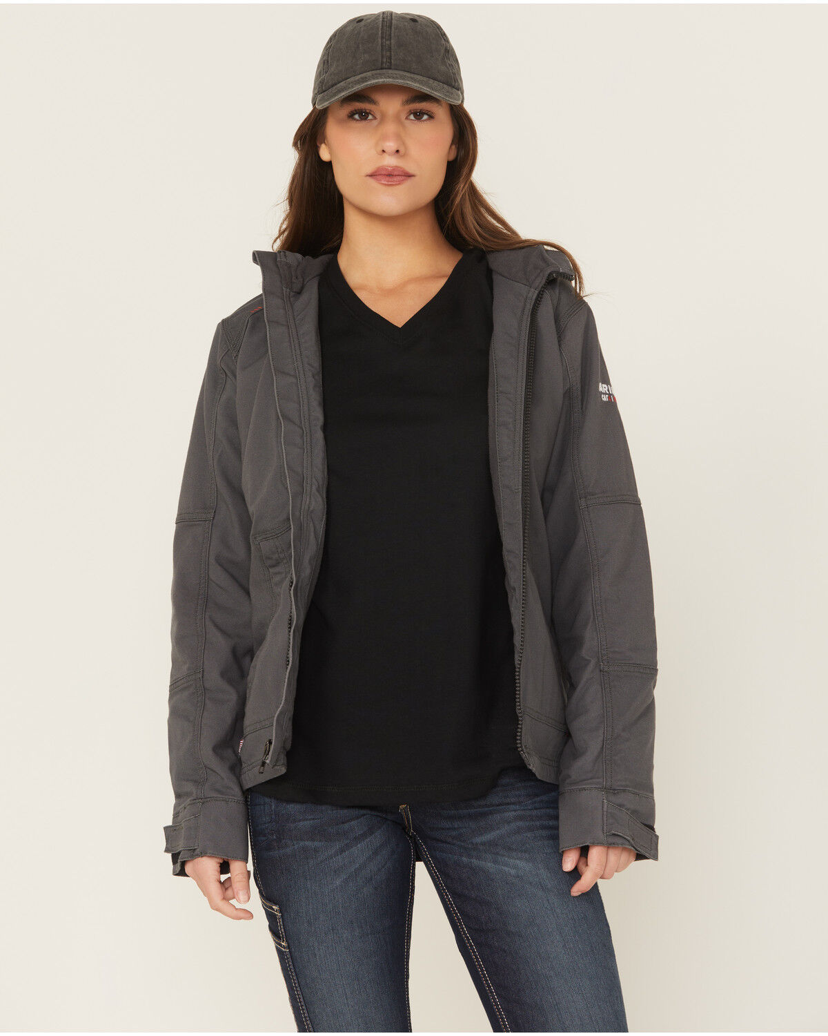 Image #1 - Ariat Women's Iron Grey FR Duralight Stretch Canvas Jacket, Steel, hi-res