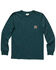Carhartt Boys' Hard Working Gear Mountain Logo Graphic Pocket Long Sleeve T-Shirt, Teal, hi-res