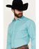 Image #2 - Rough Stock by Panhandle Men's Dotted Striped Long Sleeve Pearl Snap Western Shirt, Turquoise, hi-res