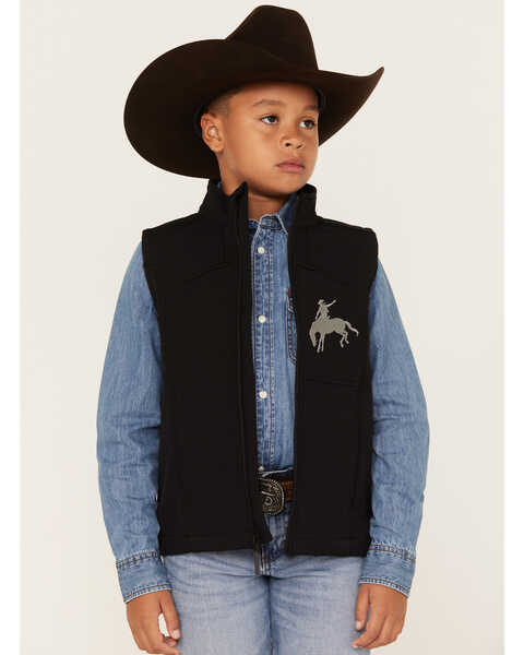Cody James Toddler Boys' Embroidered Zip Front Softshell Vest, Black, hi-res