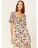 Rock & Roll Denim Women's Floral Print Puff Sleeve Dress, Red/white/blue, hi-res