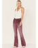 Image #1 - Idyllwind Women's Washed Down High Risin' Corduroy Flare Jeans, Purple, hi-res