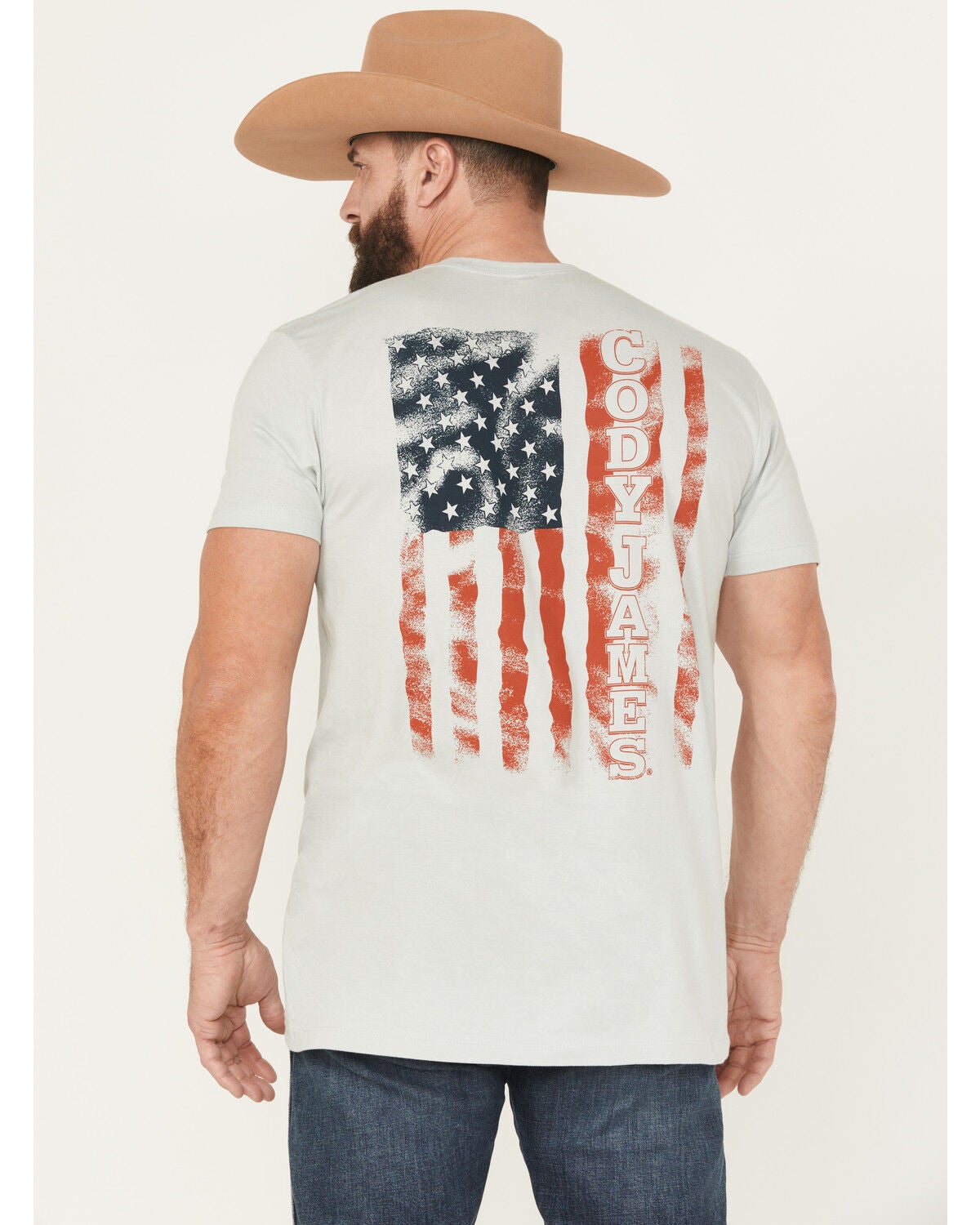 Cody James Men's Rugged Flag Short Sleeve Graphic T-Shirt, Silver, hi-res
