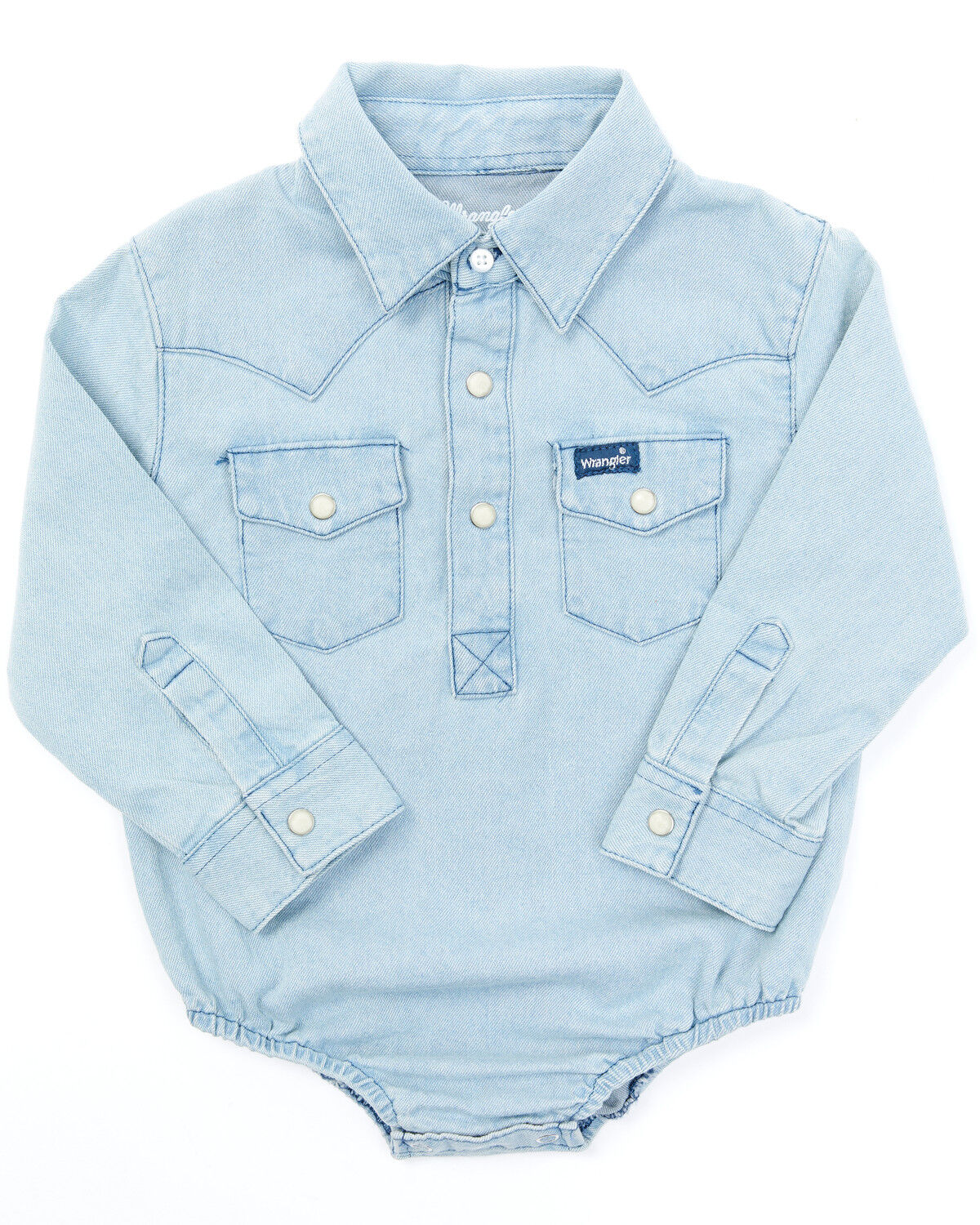 Image #1 - Wrangler Infant Boys' Long Sleeve Collared Onesie, Blue, hi-res