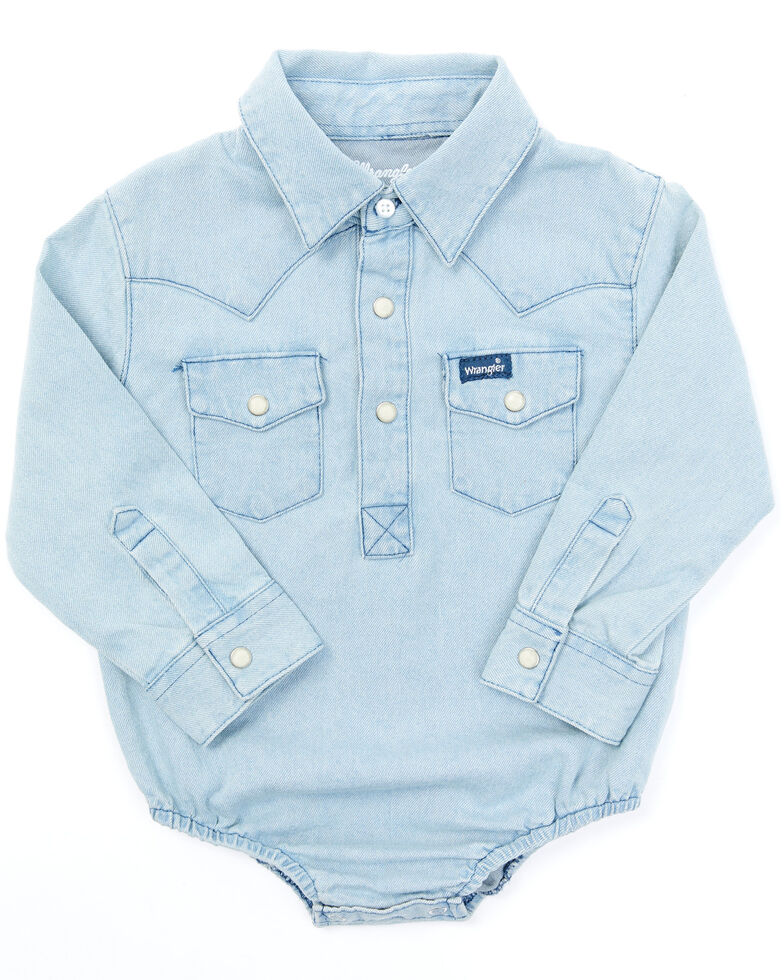 Wrangler Infant Boys' Collared Onesie , Blue, hi-res