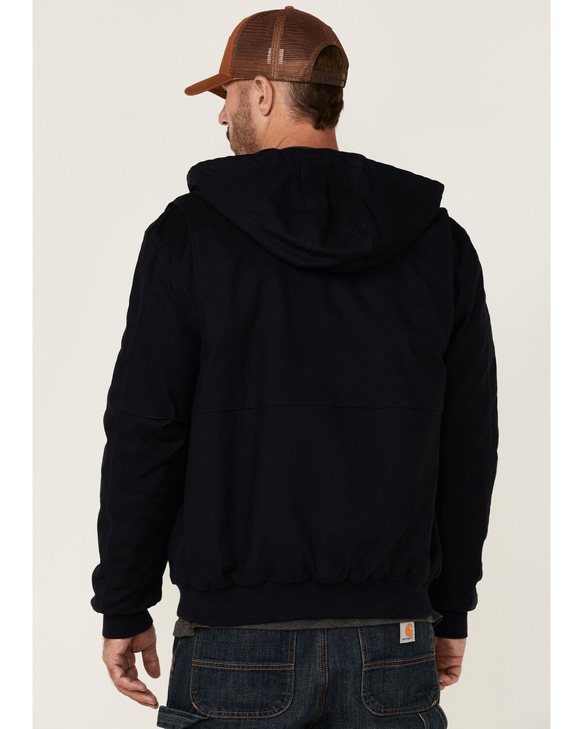 Image #4 - Hawx Men's Navy Pro Insulated Hooded Zip-Front Bomber Work Jacket, Navy, hi-res