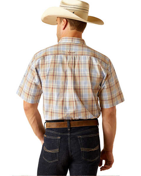 Image #4 - Ariat Men's Pro Series Denzel Plaid Print Short Sleeve Button-Down Western Shirt - Big , Beige, hi-res