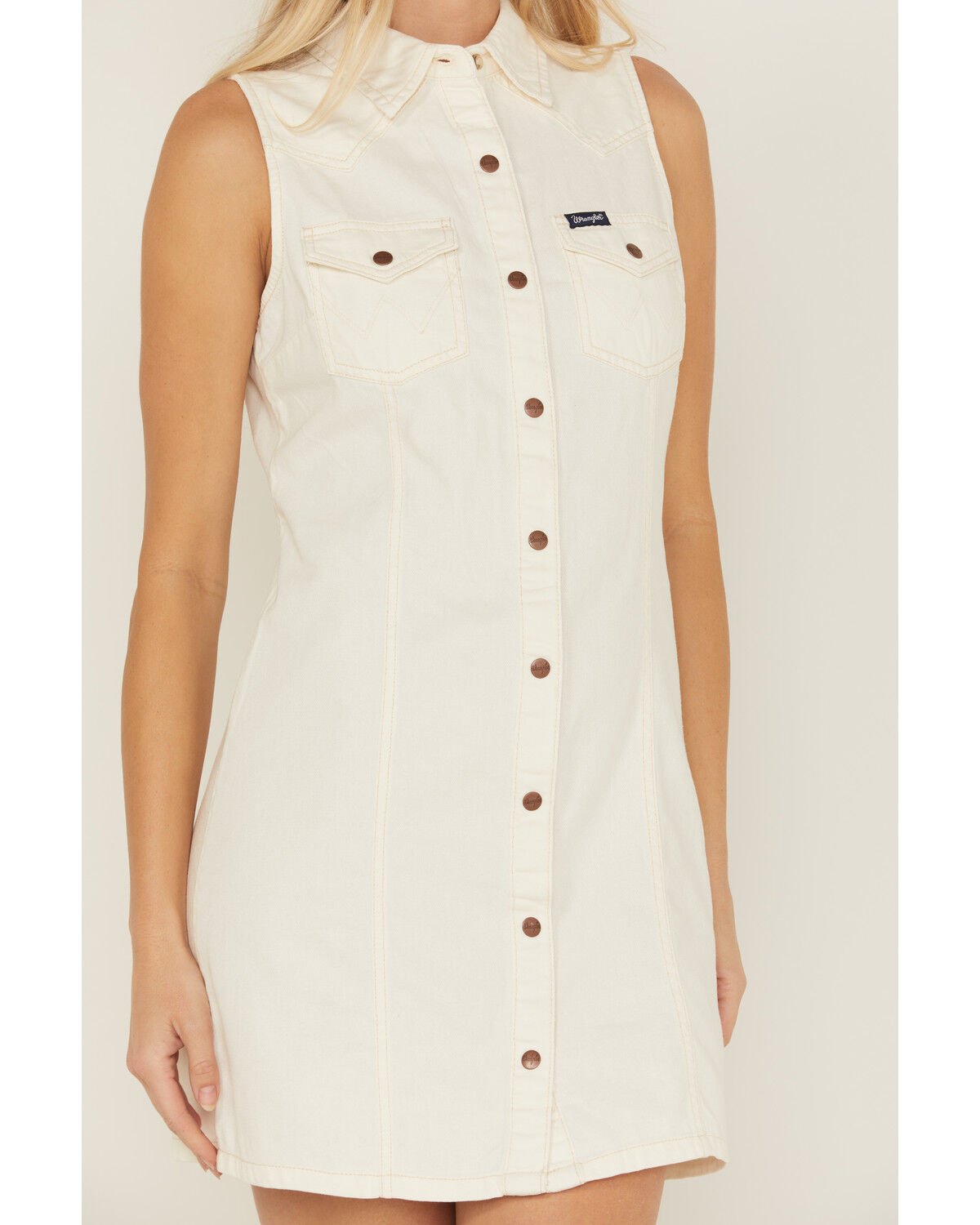 Image #3 - Wrangler Retro Women's Sleeveless Denim Dress, White, hi-res