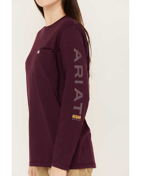 Image #3 - Ariat Women's Rebar Long Sleeve Work Shirt, Purple, hi-res
