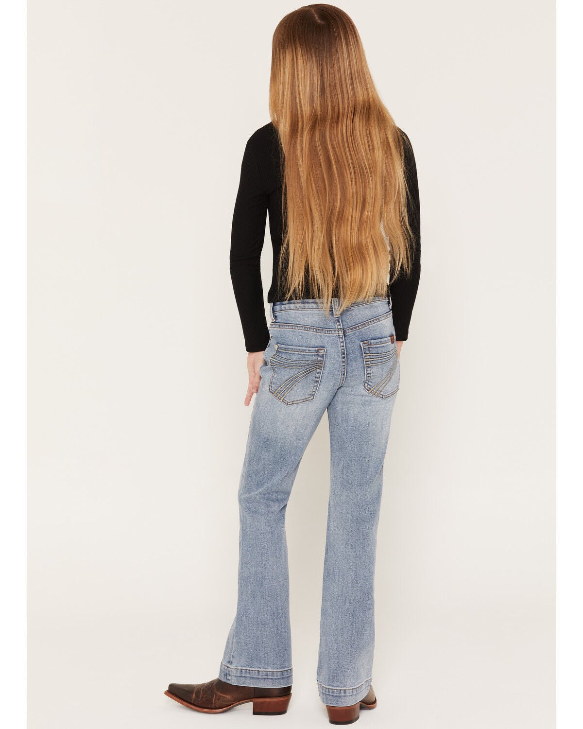 Image #1 - 7 For All Mankind Girls' Prophecy Medium Wash Mini Dojo Trouser Stretch Denim Jeans, Blue, hi-res
