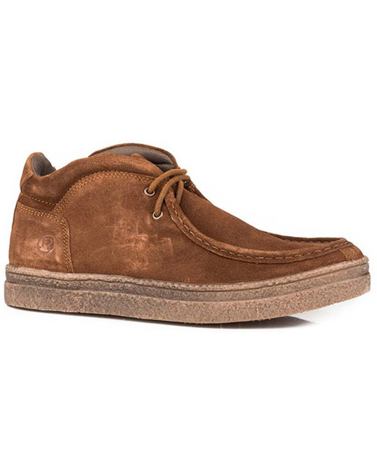 Image #1 - Roper Men's Ryder Embossed TPR Crepe Lace-Up Casual Chukka Shoes - Moc Toe, Brown, hi-res