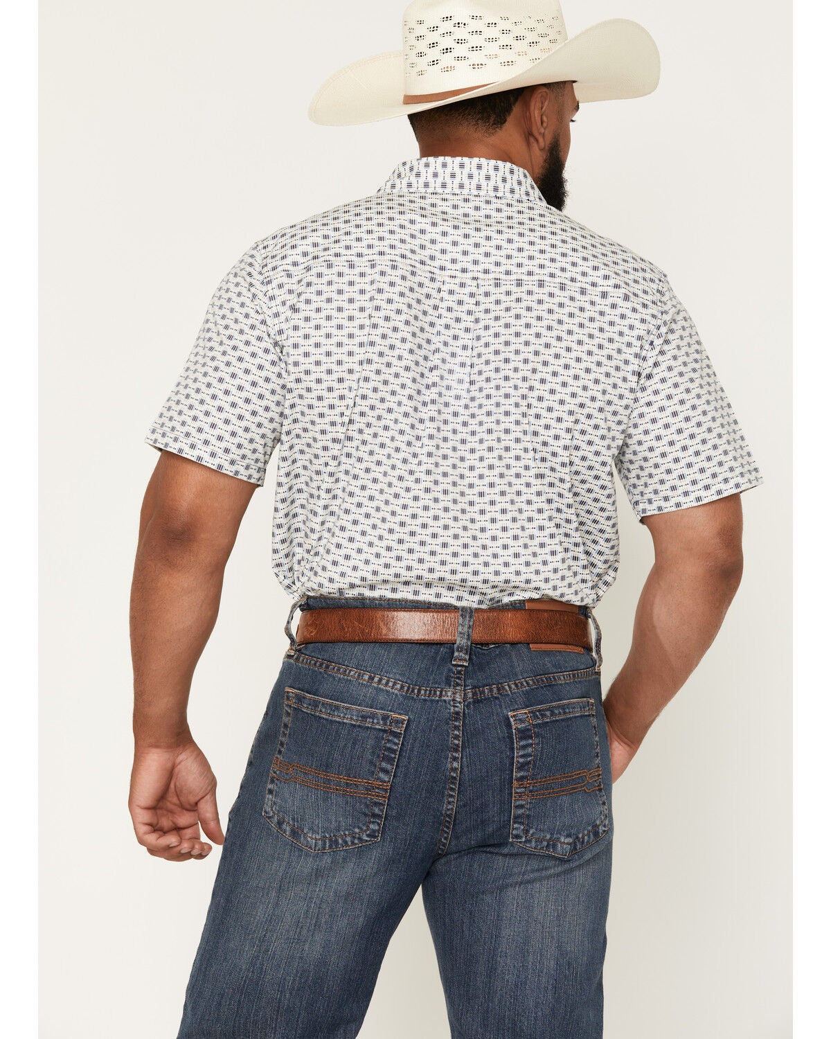 Image #4 - Cody James Men's Re Ride Geo Print Short Sleeve Button-Down Stretch Western Shirt, Ivory, hi-res