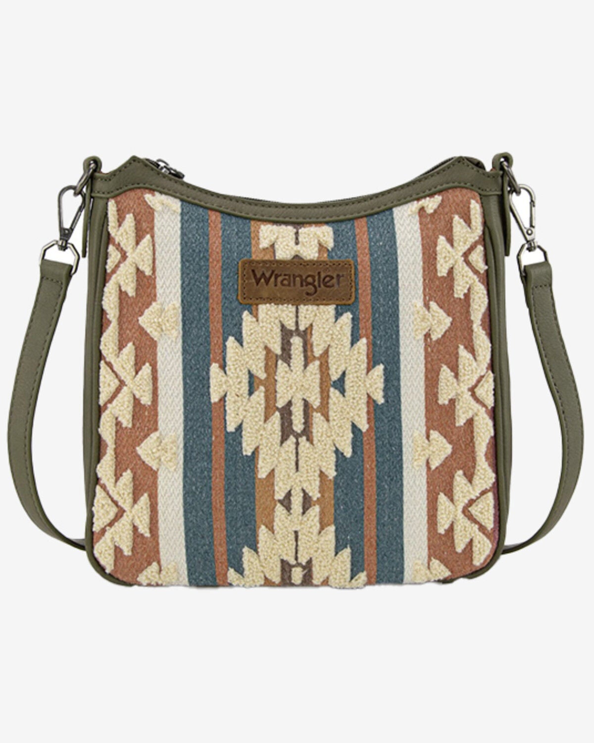 Wrangler Women's Sherpa Southwestern Print Canvas Crossbody Bag, Green, hi-res