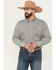 Image #1 - Rodeo Clothing Men's Geo Print Long Sleeve Button-Down Shirt, Grey, hi-res