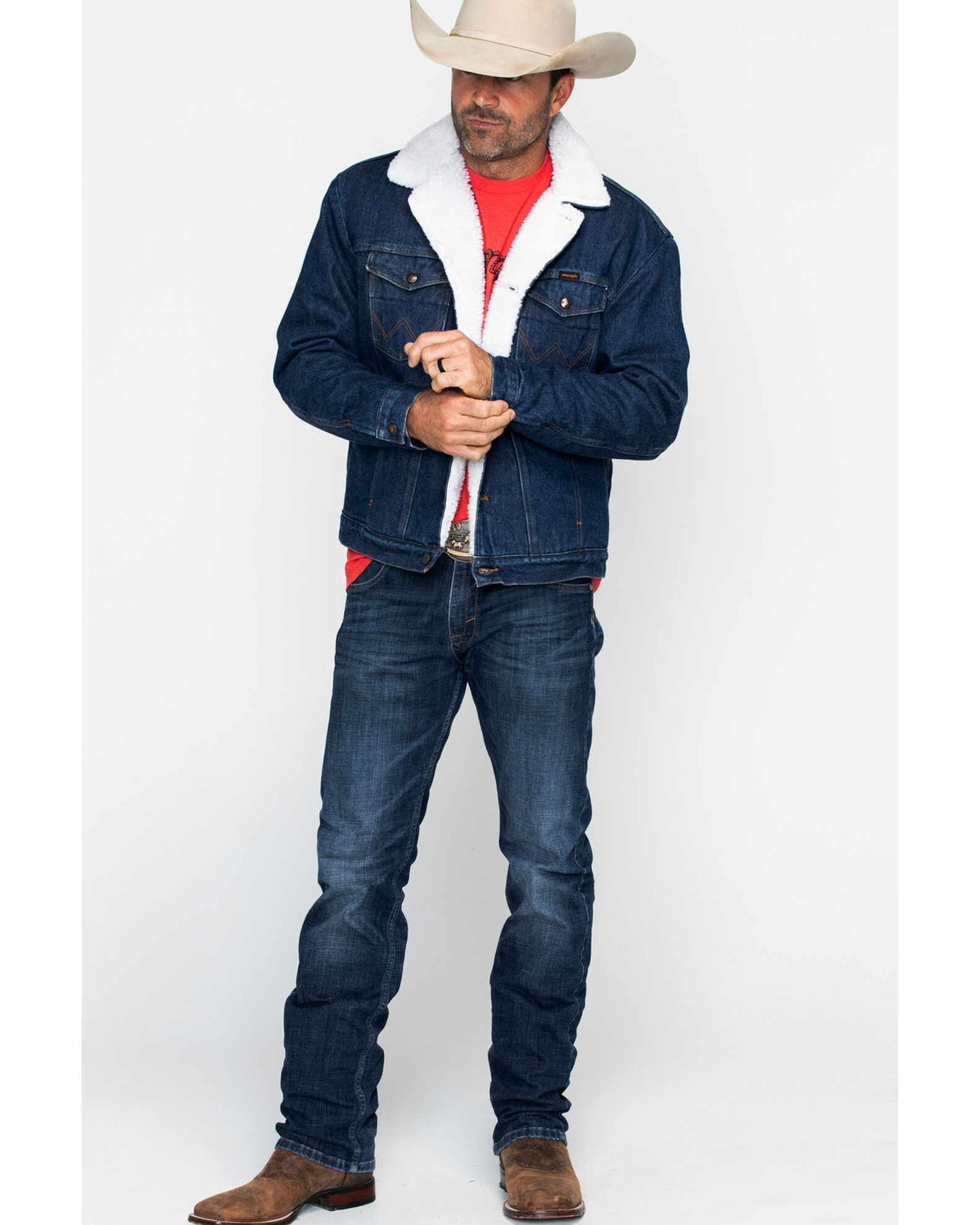 Wrangler sherpa lined denim vest store