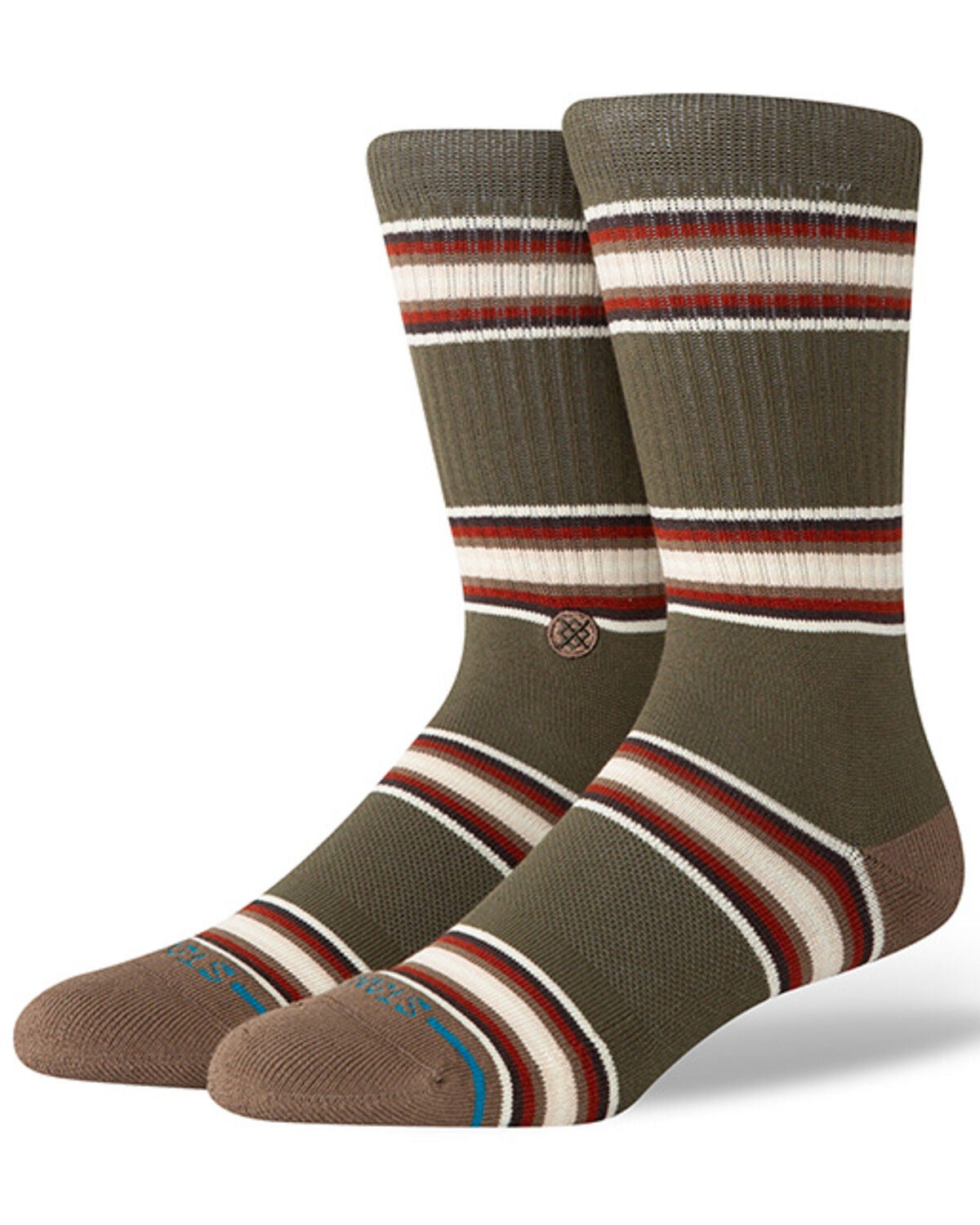 Stance Men's Hill Top Crew Socks, Dark Green, hi-res