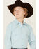 Image #2 - Rock & Roll Denim Boys' Dizzy Geo Print Long Sleeve Pearl Snap Western Shirt, Turquoise, hi-res