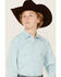 Image #2 - Rock & Roll Denim Boys' Dizzy Geo Print Long Sleeve Pearl Snap Western Shirt , Turquoise, hi-res