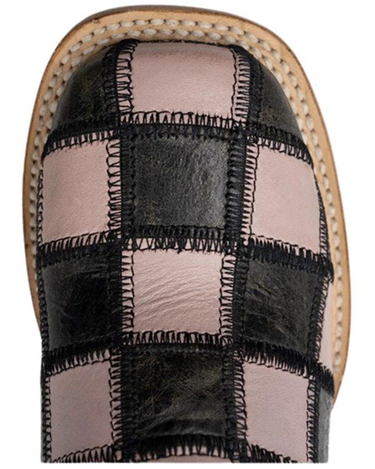 Image #6 - Ferrini Women's Patchwork Western Boots - Broad Square Toe, Pink/black, hi-res