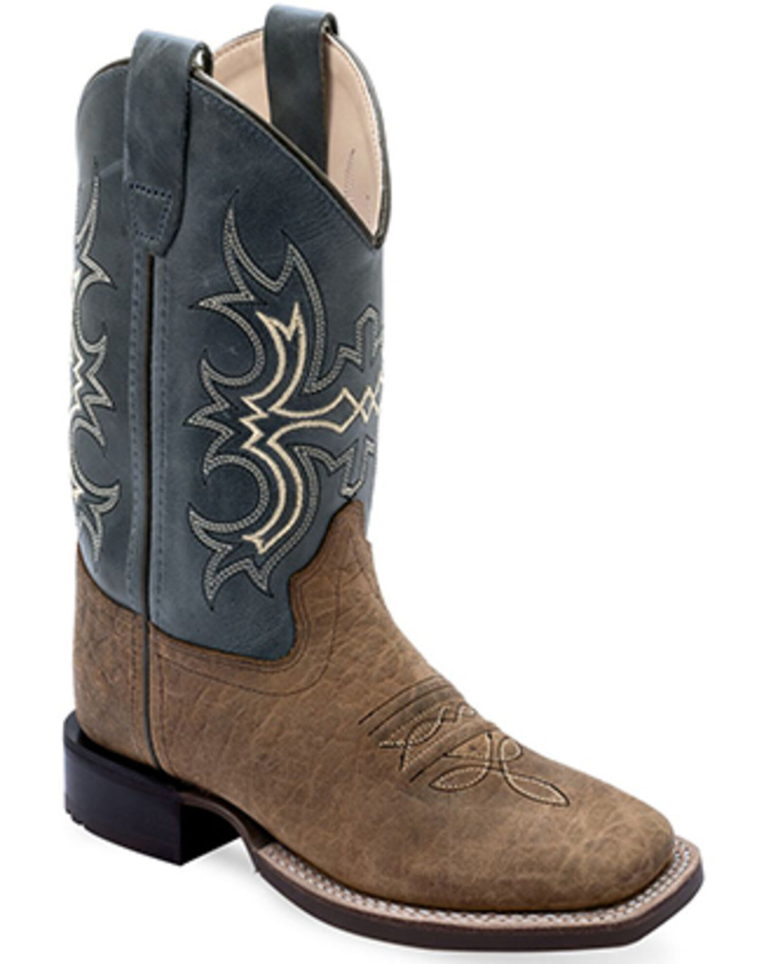 Old West Boy s Brown Blue Western Cowboy Boots