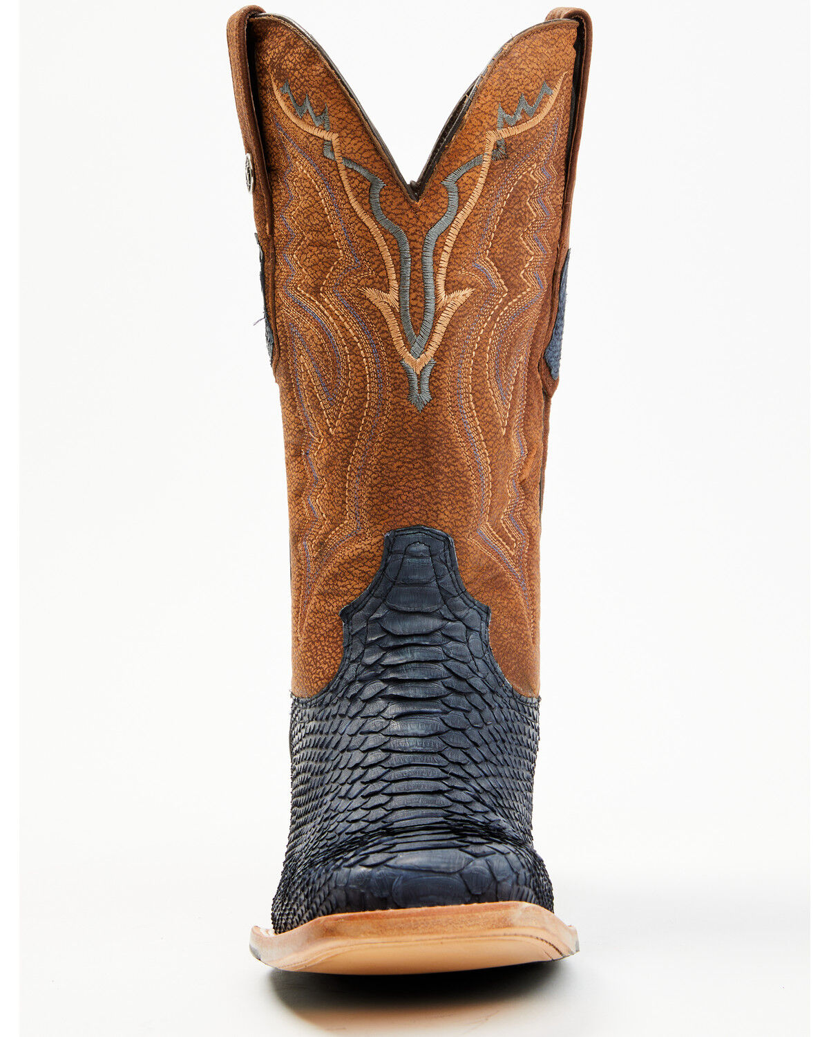 Image #4 - Tanner Mark Men's Exotic Python Western Boots - Broad Square Toe, Blue, hi-res