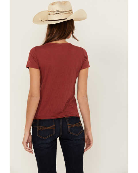Image #4 - Shyanne Women's Lovell Star Burnout Henley Tee, Brick Red, hi-res