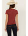 Image #4 - Shyanne Women's Lovell Star Burnout Henley Tee, Brick Red, hi-res