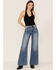 Sneak Peek Women's Light Wash High Rise Vintage Wide Leg Jeans, Blue, hi-res