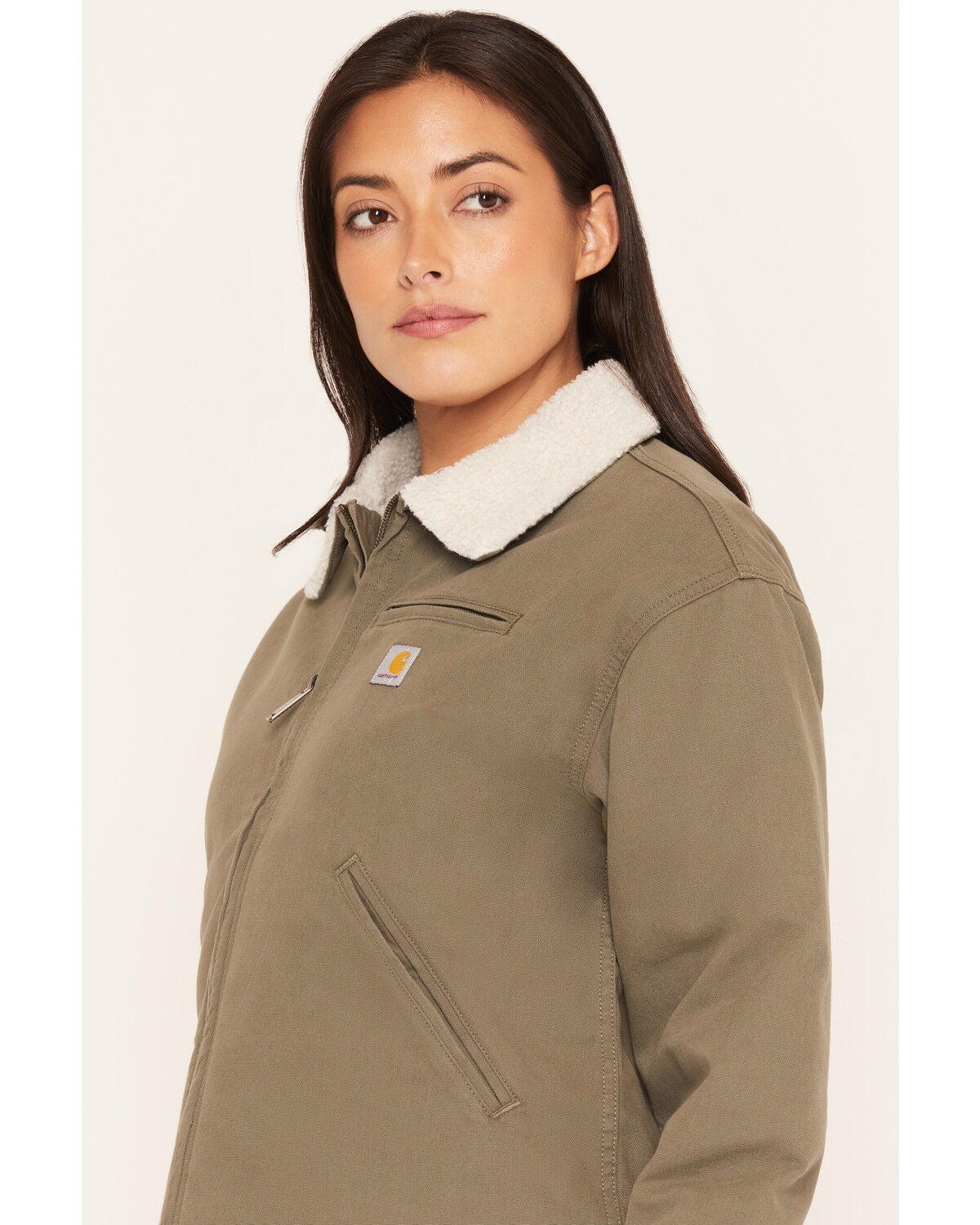 Image #2 - Carhartt Women's Crawford Sherpa Detroit Jacket, Olive, hi-res