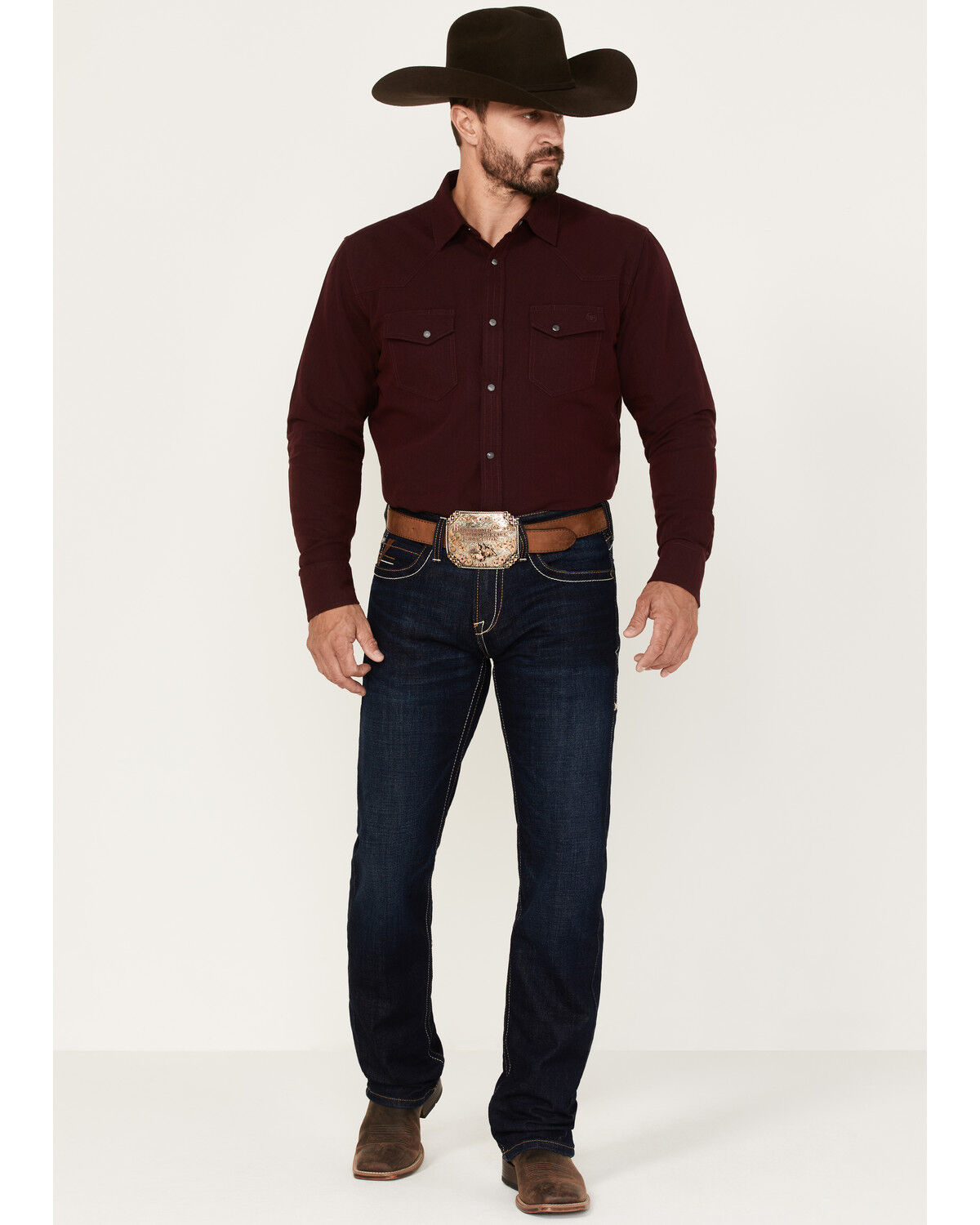 Image #1 - Ariat Men's M7 Rockport Ranger Dark Wash Slim Straight Jeans, Blue, hi-res