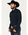 Image #2 - Gibson Men's Line Drive Striped Long Sleeve Snap Western Shirt , Navy, hi-res