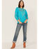 Image #2 - Johnny Was Women's Embroidered Mariposa Blouse, Blue, hi-res
