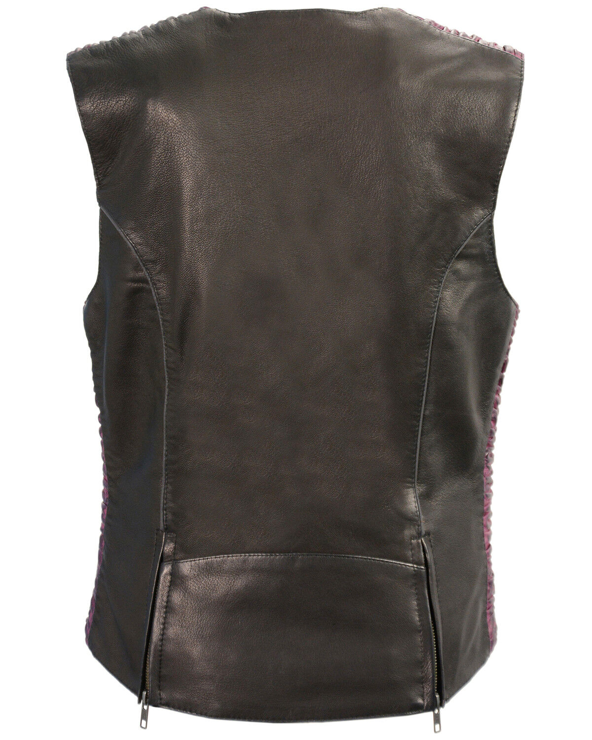 Image #2 - Milwaukee Leather Women's Lightweight Crinkle Snap Front Vest - 4X, Black/purple, hi-res
