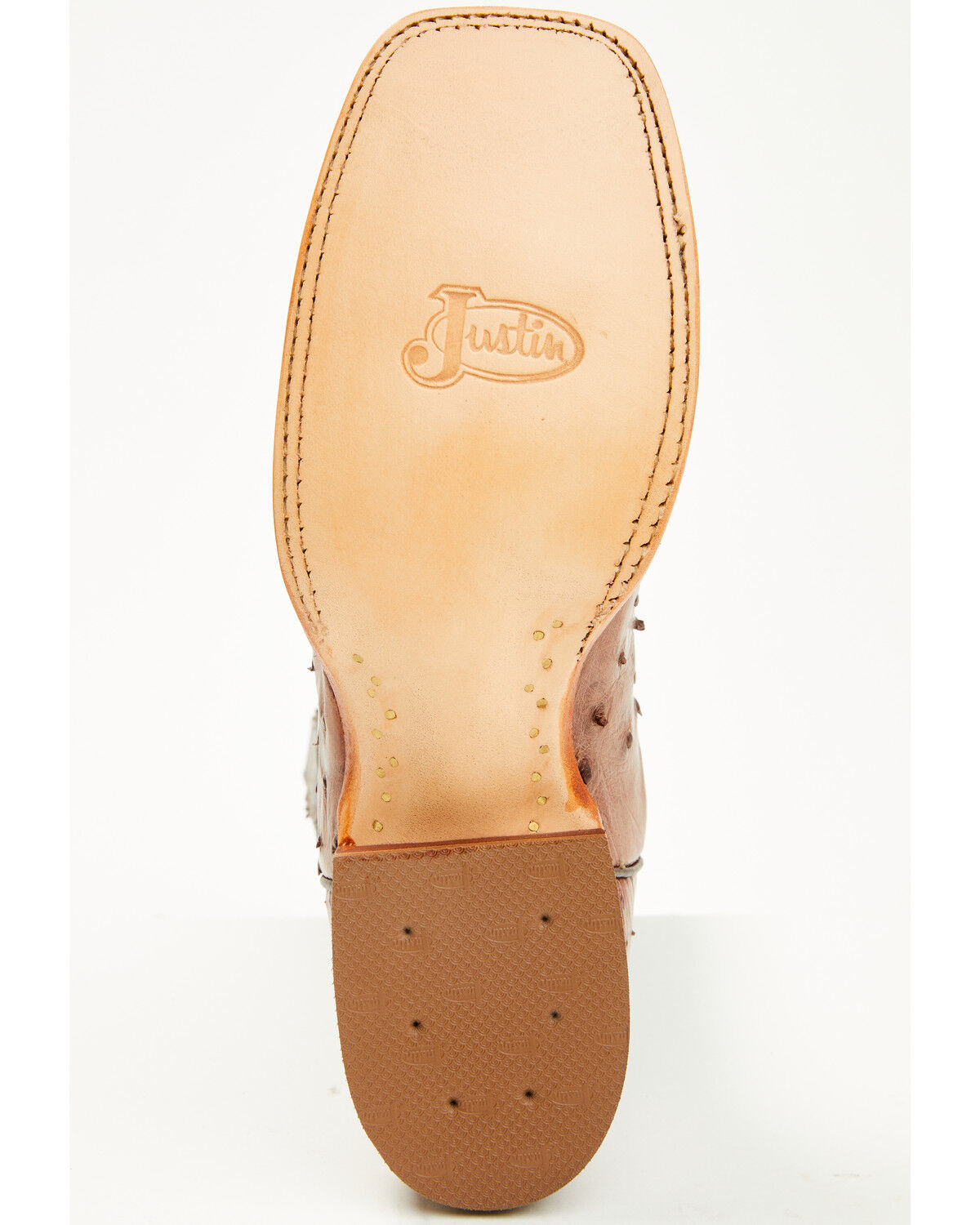 Image #7 - Justin Men's Chisolm Exotic Ostrich Western Boots - Broad Square Toe, Brown, hi-res