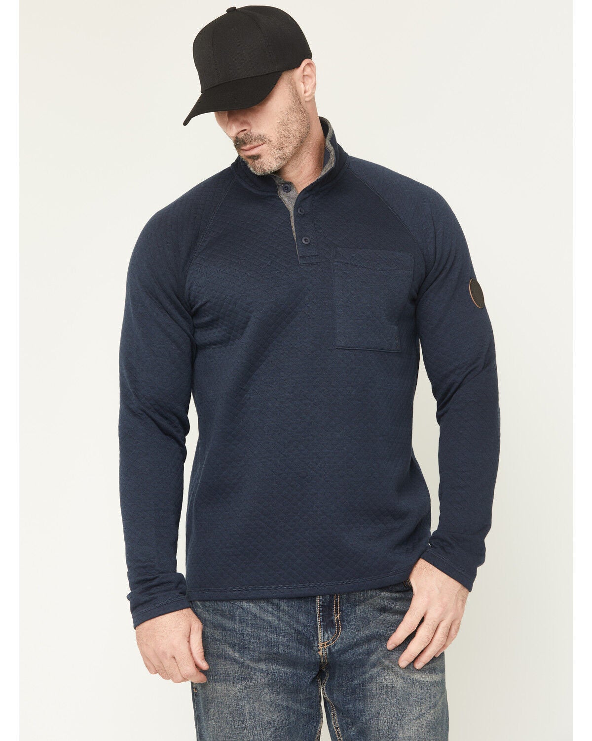 Brothers and Sons Men's Sherman Solid 1/4 Button-Down Pullover, Navy, hi-res