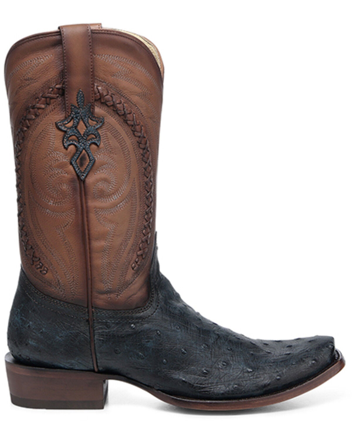 Image #2 - Corral Men's Exotic Ostrich Western Boots - Square Toe, Navy, hi-res