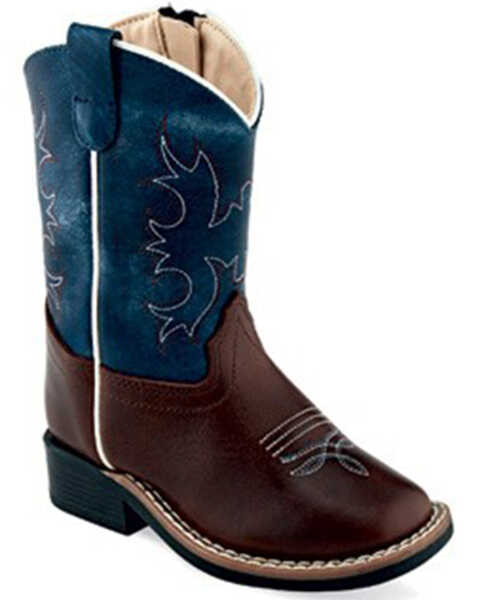 Old West Toddler Boys' Wipe Out Western Boots - Broad Square Toe, Brown, hi-res