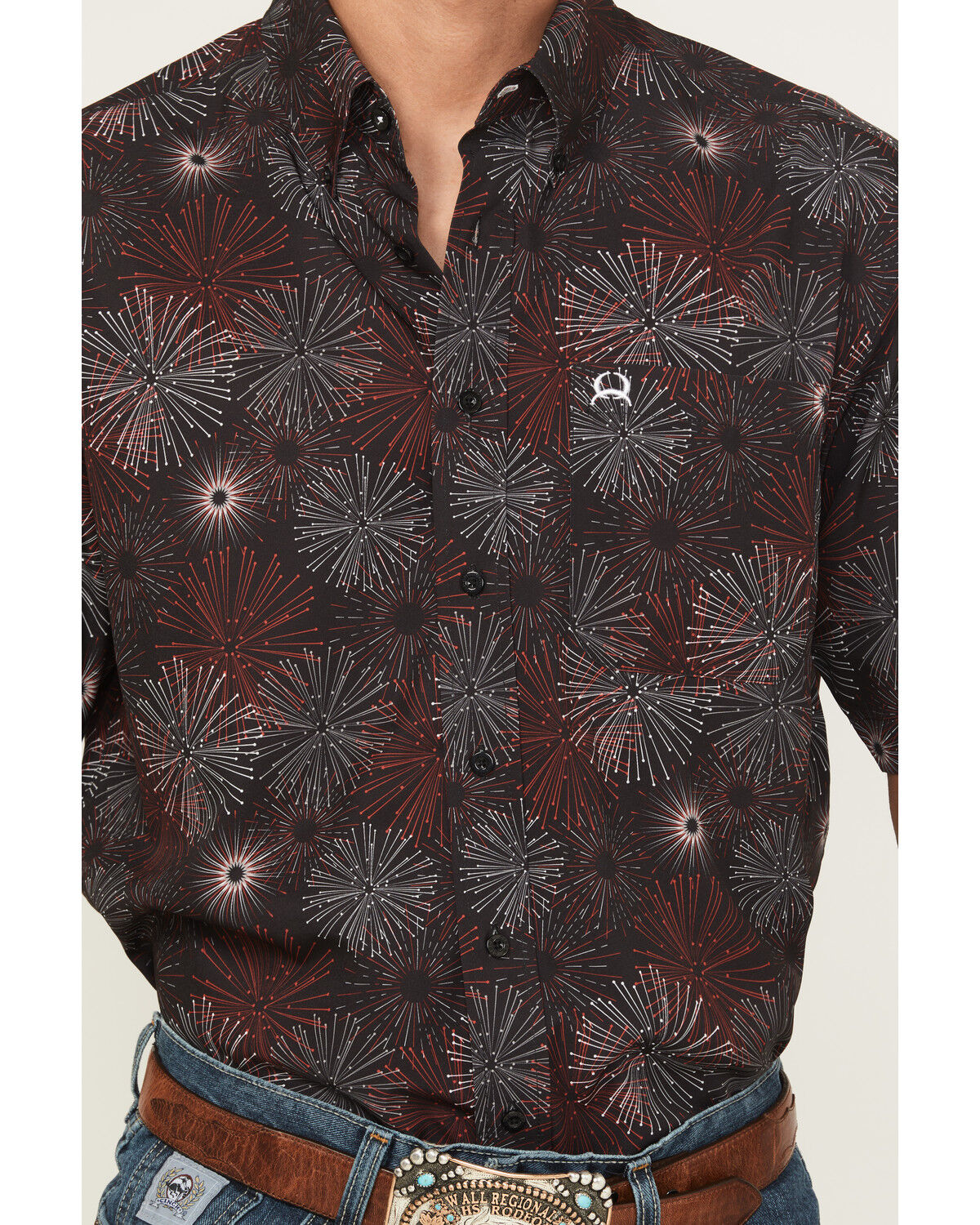 Image #3 - Cinch Men's Printed Short Sleeve Button-Down Performance Stretch Western Shirt, Black, hi-res