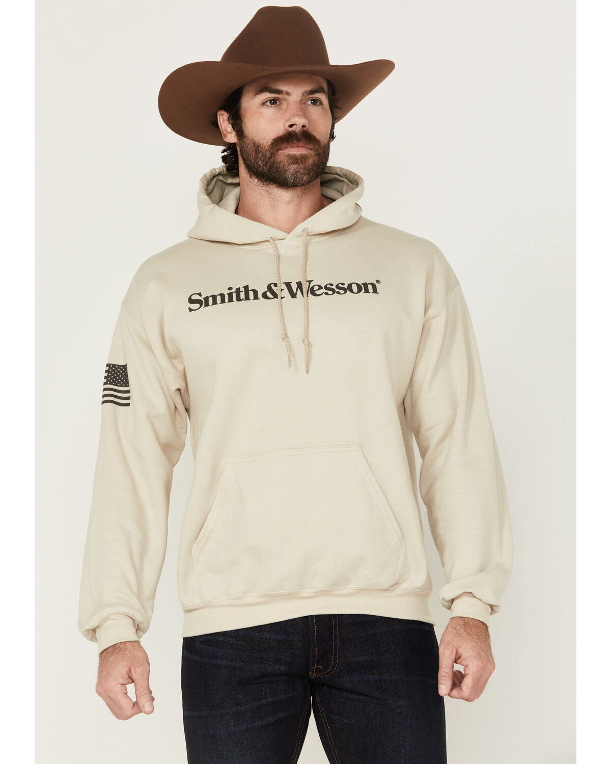 Image #1 - Smith & Wesson Men's Logo Flag Graphic Hooded Sweatshirt, , hi-res