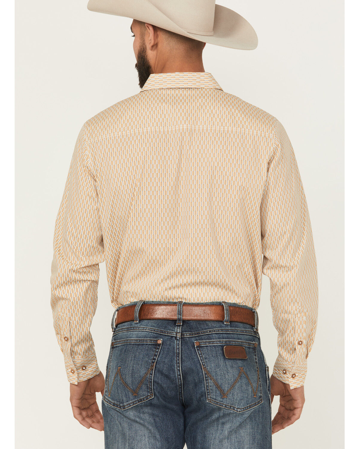 Image #4 - Gibson Trading Co Men's Lampshade Geo Print Long Sleeve Button-Down Stretch Western Shirt, Gold, hi-res