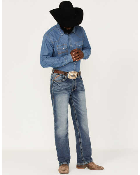 Ariat Men's M2 Dakota Wilson Medium Wash Stretch Relaxed Stackable Bootcut Jeans , Blue, hi-res