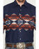Image #3 - Panhandle Slim Men's Southwestern Border Print Long Sleeve Pearl Snap Western Shirt, Navy, hi-res