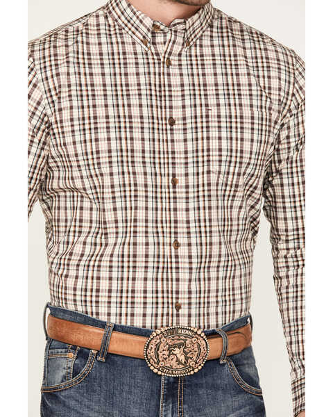 Image #3 - Cody James Men's Rough Dirt Plaid Print Long Sleeve Button-Down Stretch Western Shirt, Tan, hi-res