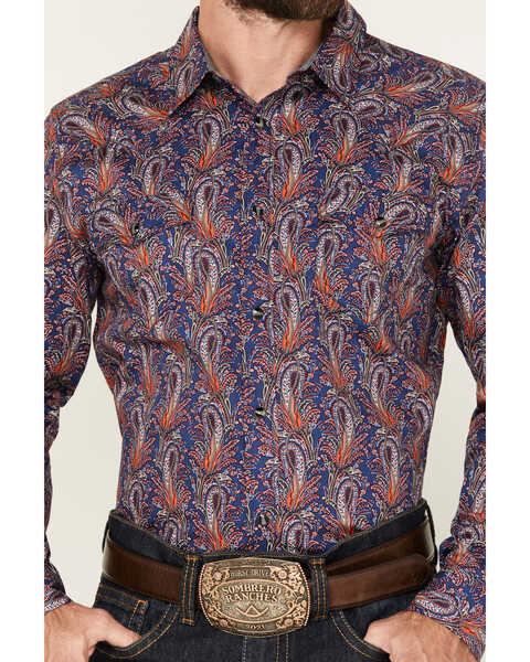Image #3 - Cody James Men's Jefferson Paisley Print Long Sleeve Snap Western Shirt - Big, Navy, hi-res