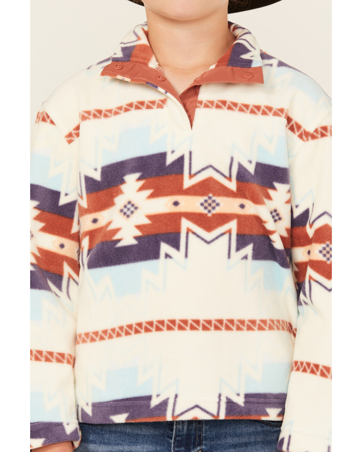 Image #3 - Roper Boys' Southwestern Print 1/4 Snap Fleece Pullover, Ivory, hi-res