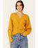 Image #1 - Molly Bracken Women's Long Sleeve Mock Lace-Up Sweater, Mustard, hi-res